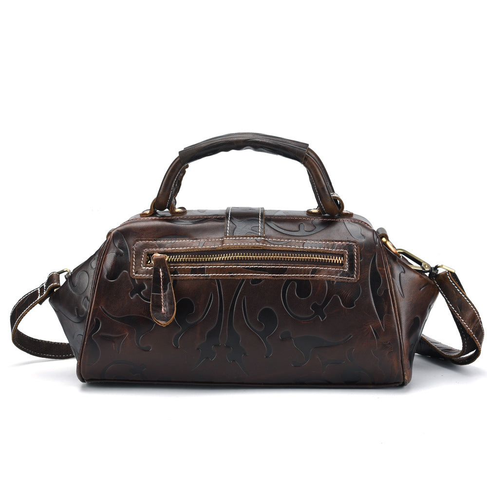 Leather Lock Style Handbag
