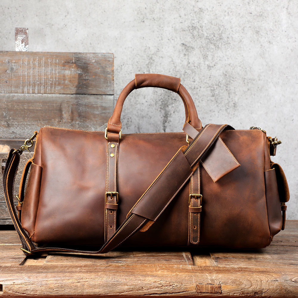 Classic Top Layer Leather Travel Bag