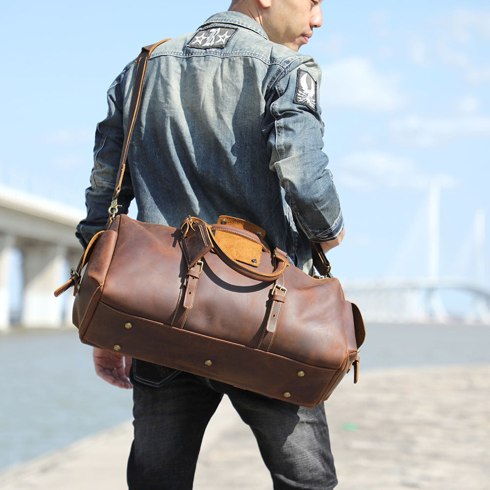 Classic Top Layer Leather Travel Bag