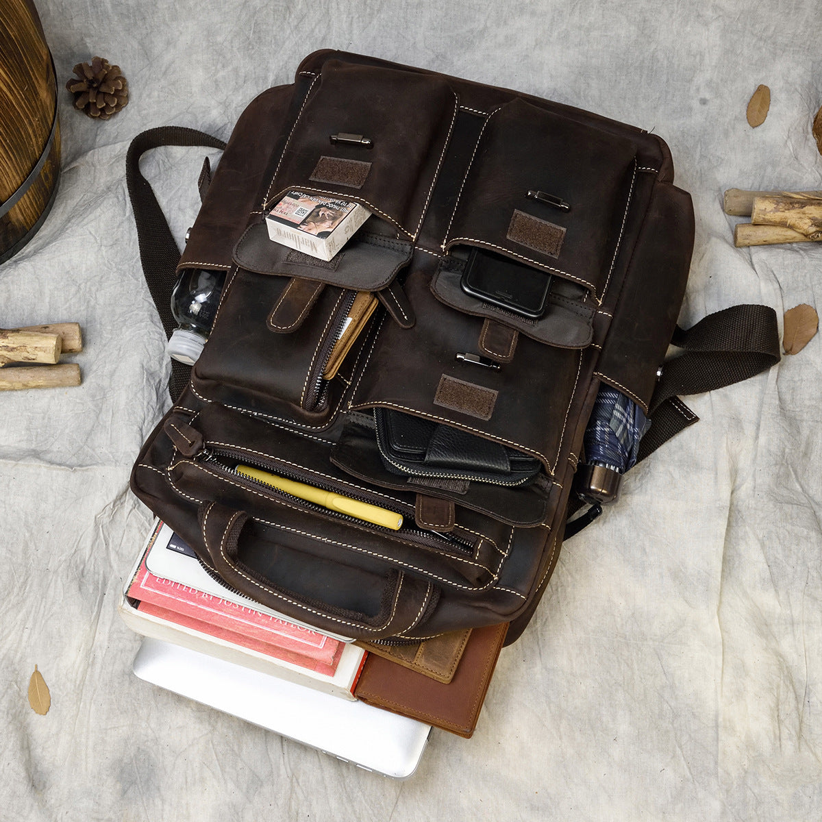 Outdoor Leisure Leather Backpack
