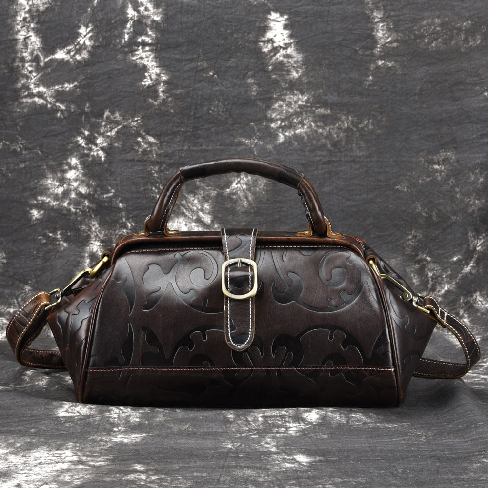 Leather Lock Style Handbag