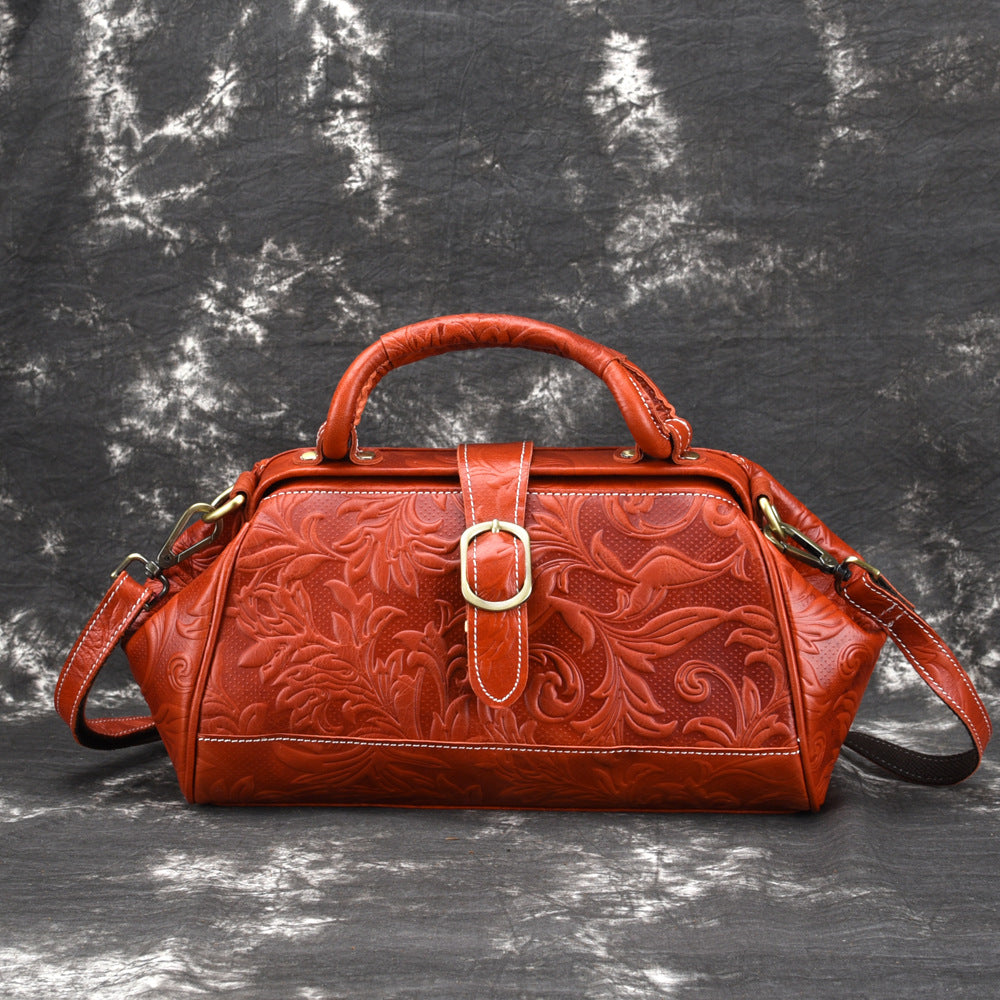 Leather Lock Style Handbag