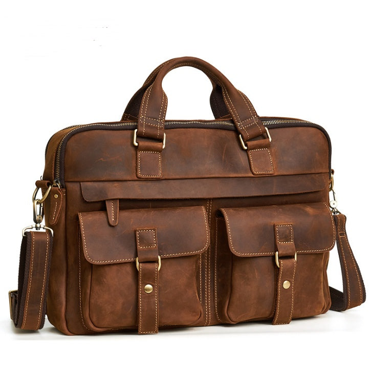 Business Briefcase Cowhide Oblique