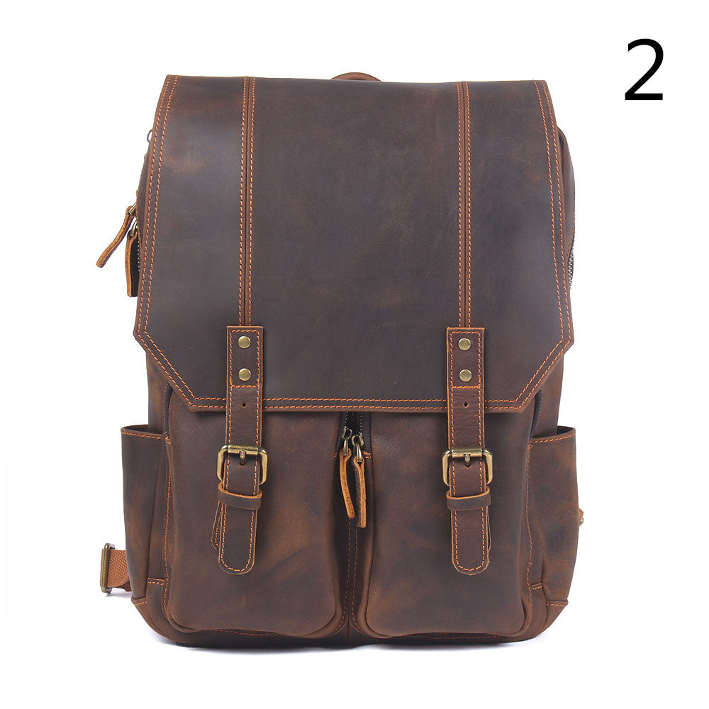 Vintage Leather Student Backpack