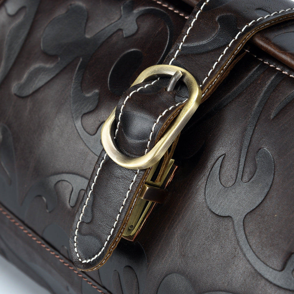 Leather Lock Style Handbag
