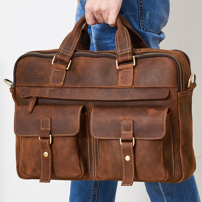 Business Briefcase Cowhide Oblique