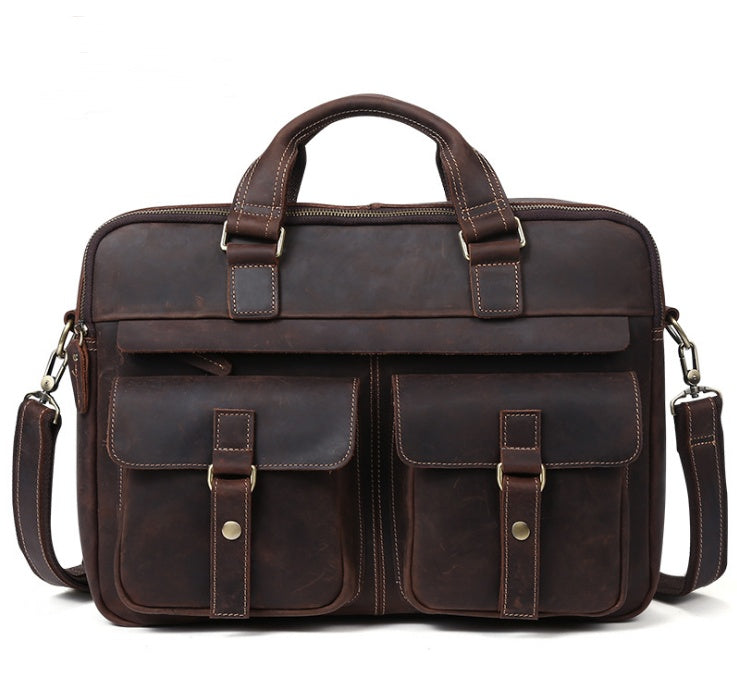 Business Briefcase Cowhide Oblique