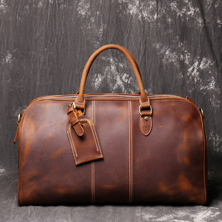 Leather Crossbody Duffel Bag