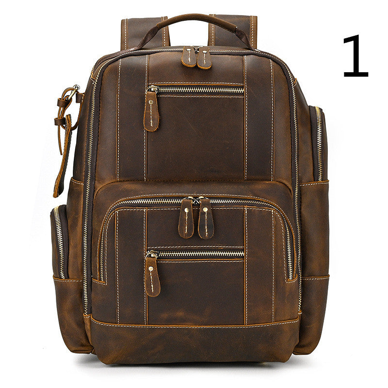 Vintage Leather Student Backpack