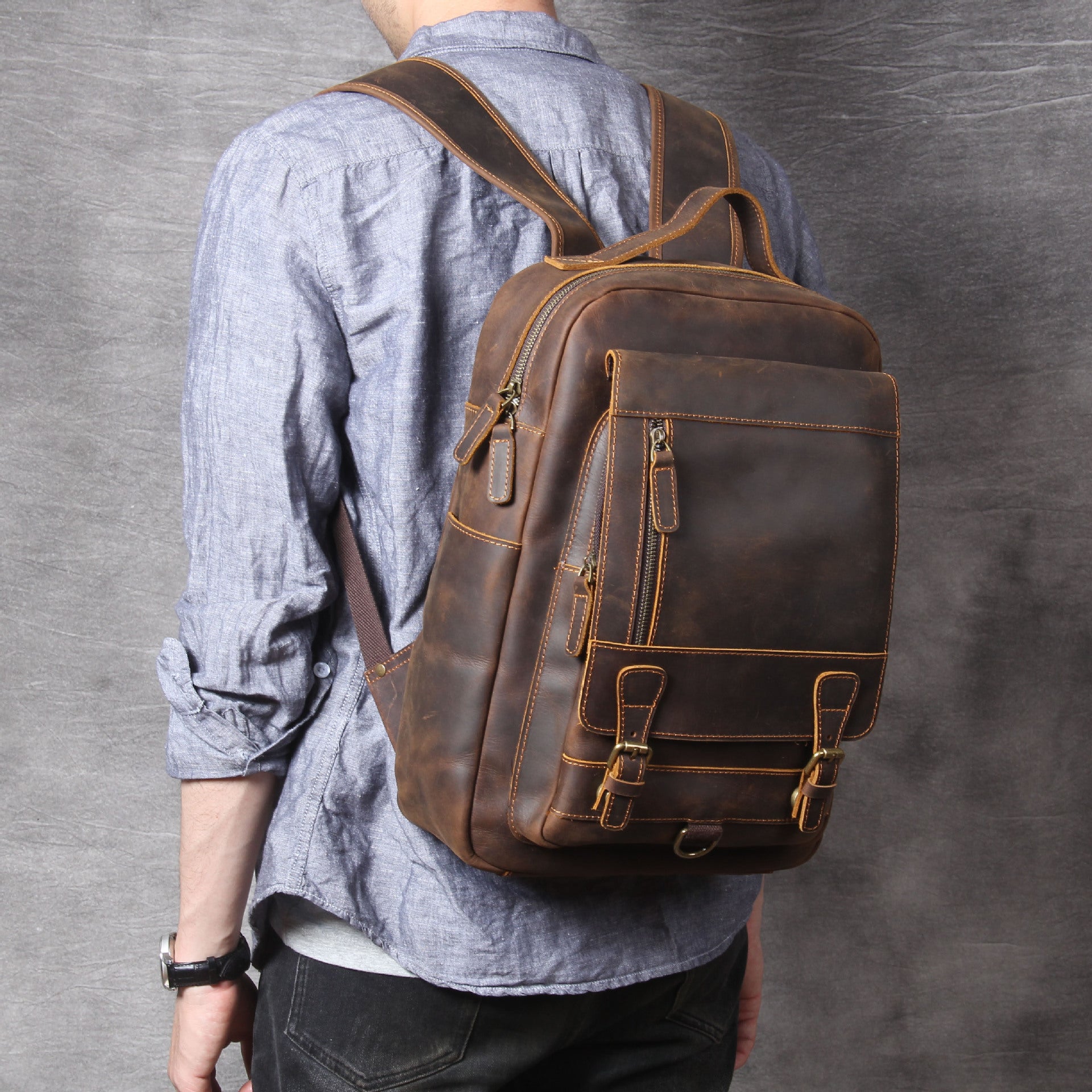 Casual Cowhide Backpack