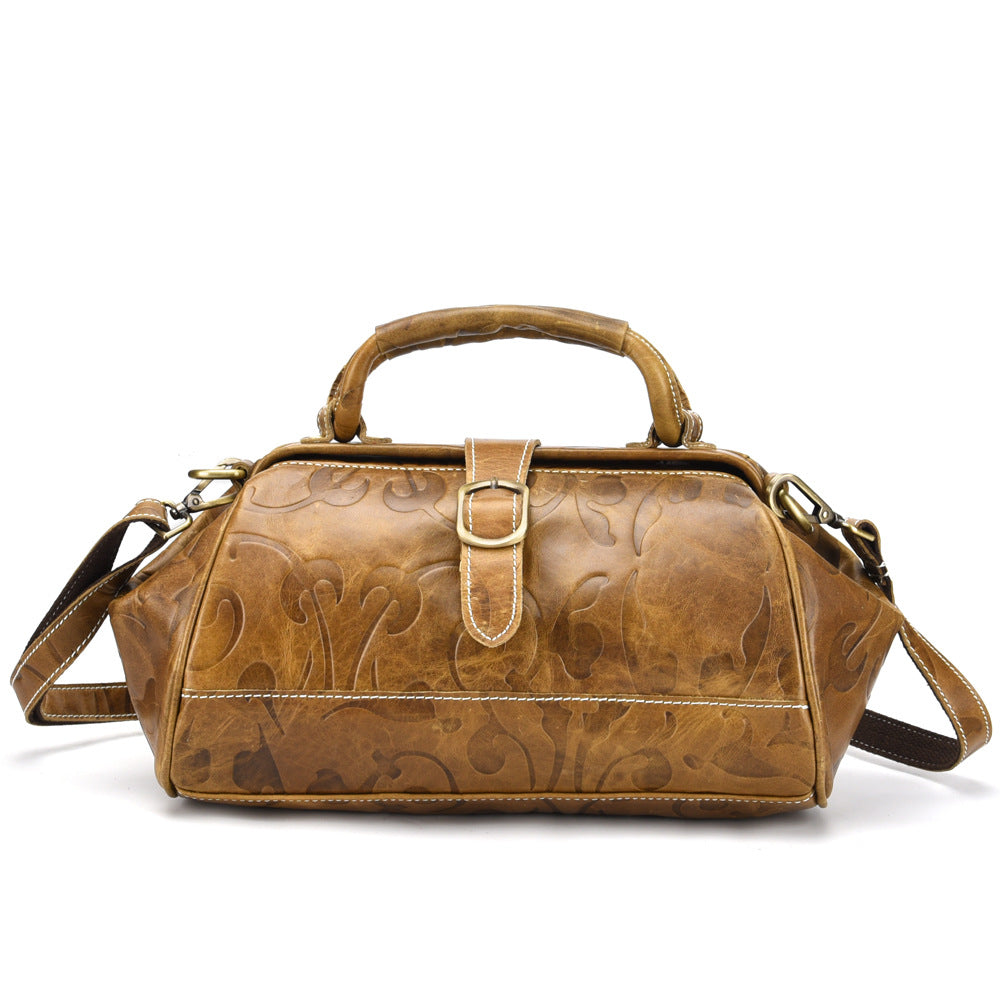 Leather Lock Style Handbag