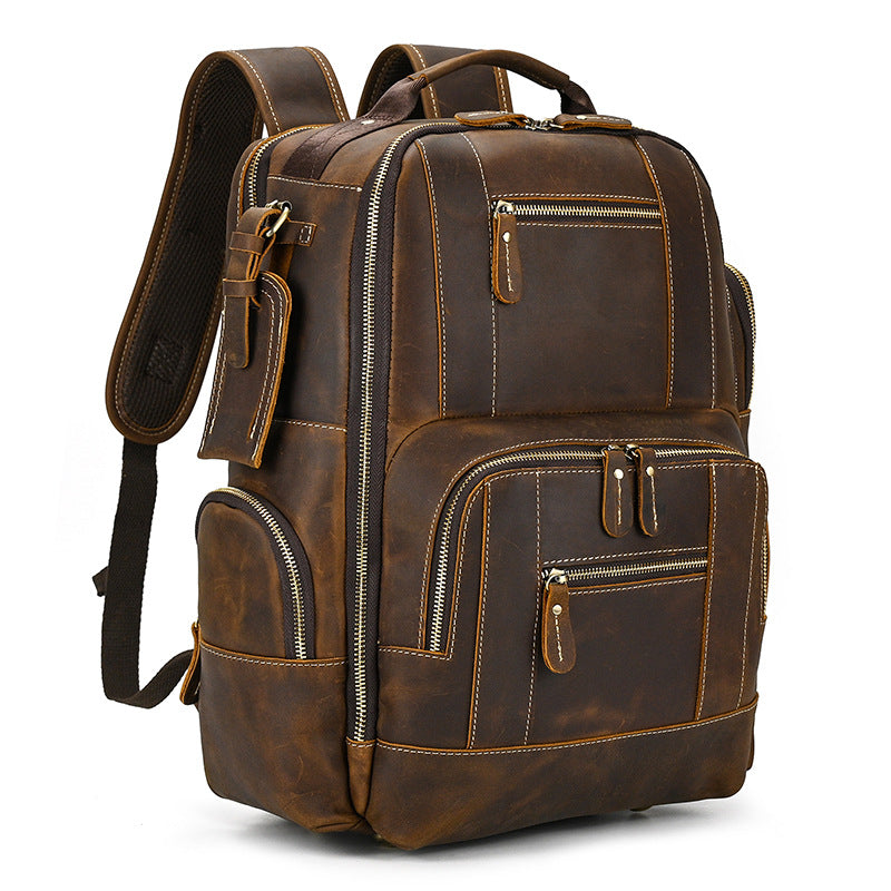 Vintage Leather Student Backpack